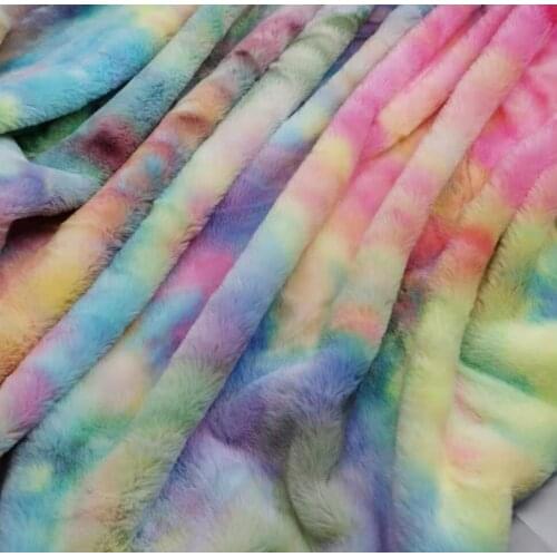 On Sale Soft Ombre Rabbit Fur Cloth Imitation Fabric Plush Scarf Cap Coat Tilda Toy Tissue Craft Material