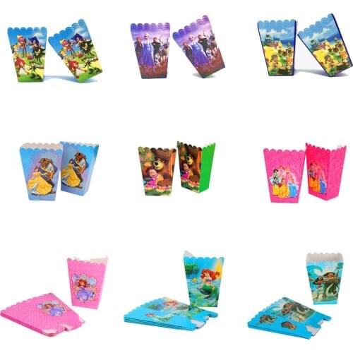 Wholesale Frozen Anna Elsa Party Paper Popcorn Boxes Gift Birthday Party Decorations Kids Favor Gift Bags Baby Shower Supplies