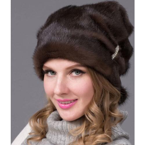 Autumn and Winter Real Fur Hat Womens Fur Natural Suede Fur Cap Fur Ball Fashion High-End Womens Hat DHY-67