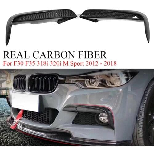 Carbon Fiber Front Bumper Canards Splitters Fog Lamp Cover Trim For-BMW 3 Series F30 F35 318I 320I M Sport 2012 - 2018
