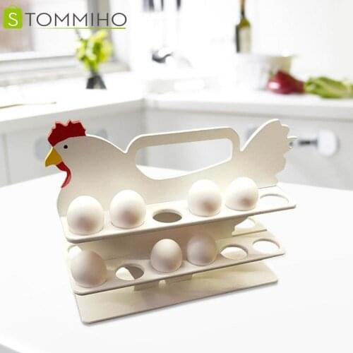 STOMMIHO Egg Storage Racks Hen Shape Wooden Creative Storage Organizer Portable Moisture Proof Kitchen Tableware Ventilative