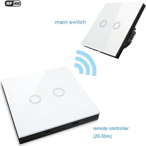 1/2/3 Gang 433mhz Wireless Remote Wall Light Touch Switch Wireless RF433 sensor Stick Remote Touch Switch EU Standard No neutral