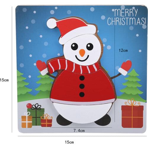 Christmas Wooden Puzzles Kids Toddlers Xmas Tree Jigsaw Puzzles Holiday Educational Puzzle Toy Party Bag Fillers