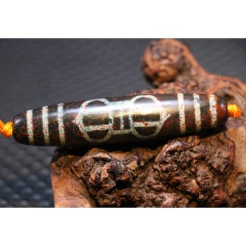 Treasure Magic Power Tibetan Old Agate Cinnabar Vajar Dorje dZi Bead Amulet Timestown UPD22