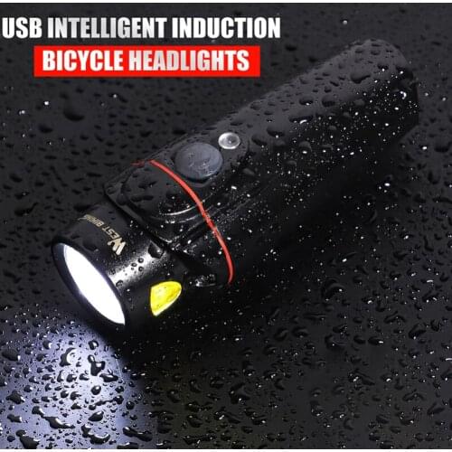 Bicycle Light Set Bicycle Smart Sensor Headlight USB Rechargeable Waterproof Mountain Bike Light Set Riding Warning Lights