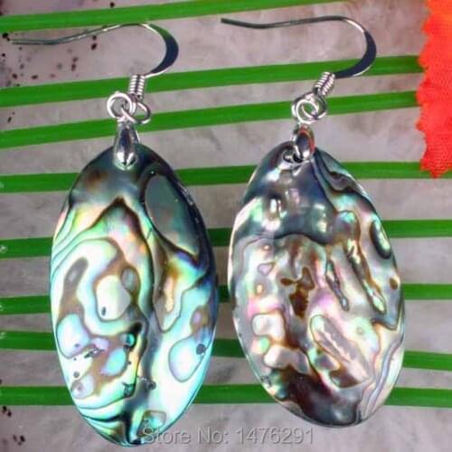 17X30MM Abalone Shell Dangle Earring Silver Plated 1SET