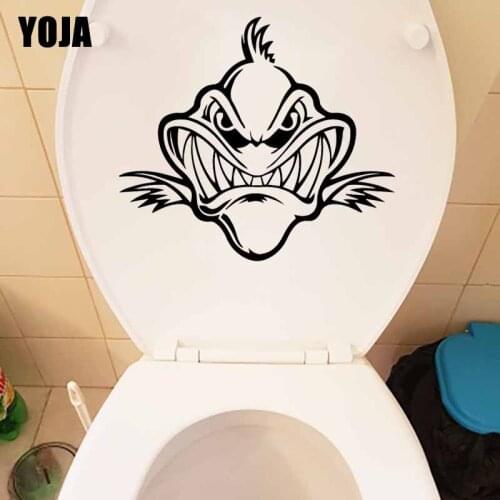 YOJA 23.7X20.9CM WC Toilet Seat Sticker Skeleton Fishbone Mural Room Design Art Wall Sticker T5-0291