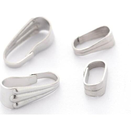 100pcs 6x2.5/9x3.9mm Stainless Steel Pendant Bails Clips Pendant Connectors Clasps Accesorries for Jewelry Making Findings DIY