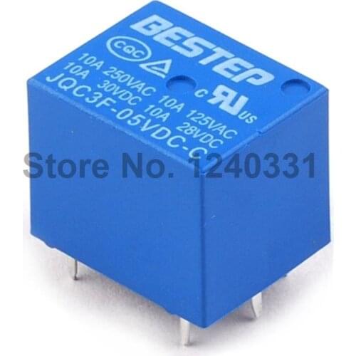 10PCS BESTEP T73 5V Relay Blue JQC3F-05VDC-C