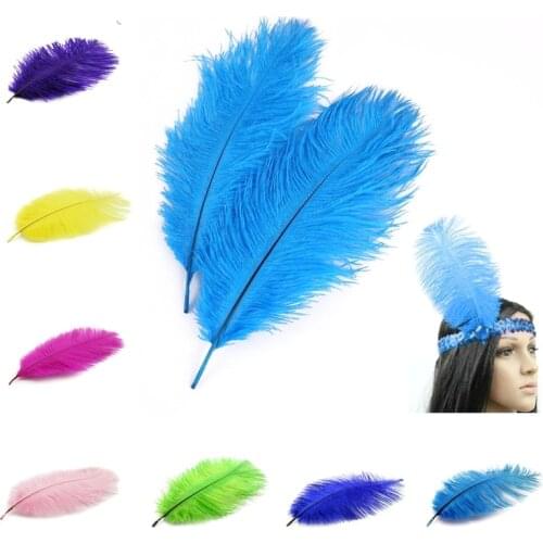 10 Pcs 20-25CM Beautiful cheap colored Ostrich Feathers For Crafts plumes Jewelry Making Wedding Decoration Black White Feather