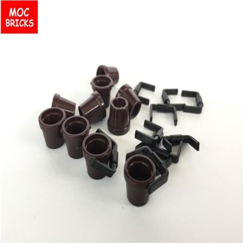 10pcs\lot Accessory for Figure Brown Bucket with black Handle fit with 95343 & 95344 Educational Building blocks bricks kid gift