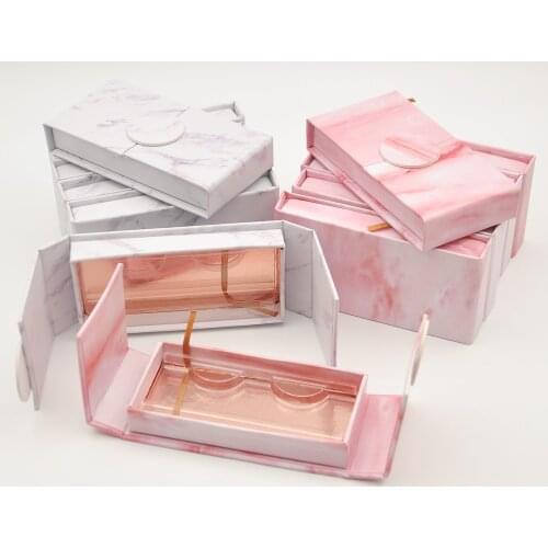 10/pack wholesale eyelash packaging box lash boxes packaging custom logo mink eyelashes faux cils marble empty case bulk vendors