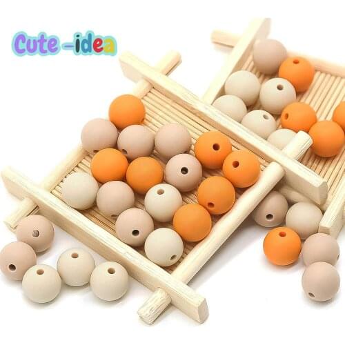 Cute-idea 12mm 1000pcs Silicone Beads Food Grade teething Jewelry Necklace Pearl Teether Pacifier Nursing Accessories Chain