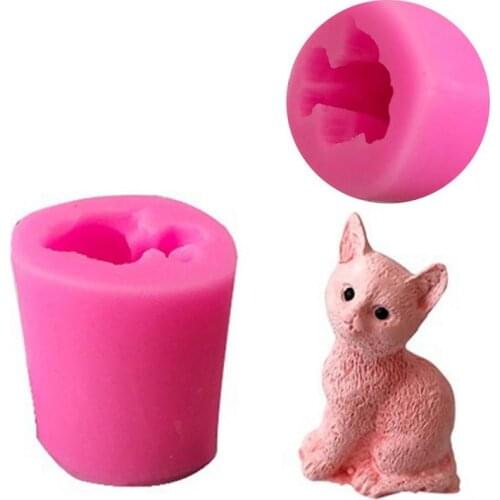3D Small Cat Shape Candle Molds Home Decoration Gypsum Cement Fleshy Plant Bonsai DIY Handmade Ashtray Candle Holder Clay Crafts