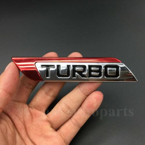 3D Metal Chrome Turbo Trunk Tailgate Car Auto Red Emblem Badge Decal Sticker