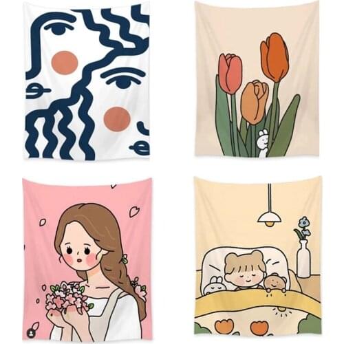 4Pcs Cartoon Indian Mandala Tapestry Tarot Wall Hanging Boho Carpet Gypsy Psychedelic Tapiz Witchcraft Tapestry Decor