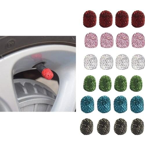 4PCS Tires Valve Stem Caps Wheel Motorcycle Accessories, Handmade Sparkling Rhinestone, 7.5mm