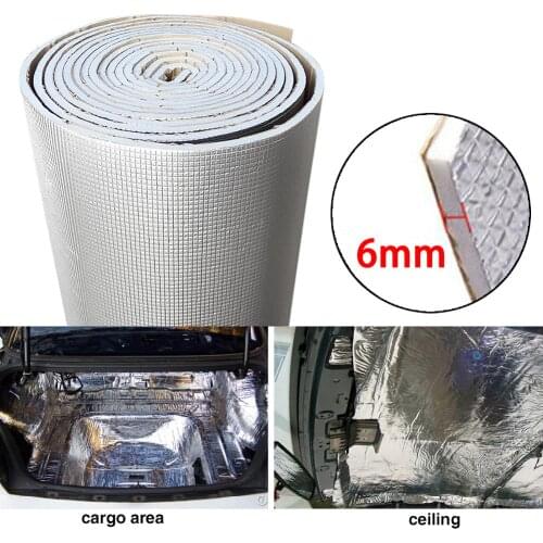 6mm 236mil Thick Aluminum Fiber Muffler Cotton Car Auto Fender Heat Sound Deadener Insulation Mat
