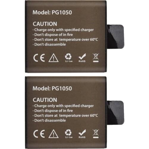 2Pcs 3.7V 1050mAh PG1050 Action Camera Battery For EKEN H9 H9R H3 H3R H8PRO H8R SJ4000 SJCAM SJ5000 M10 Rechargeable batteries