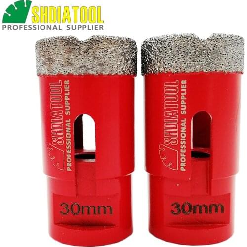 SHDIATOOL 2pcs M14 30mmx10mm Vacuum Brazed diamond drilling core bits Diamond height 10mm Hole saw Dry porcelain tile drill bits