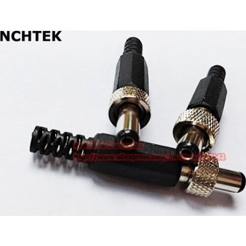 NCHTEK Lockable DC 5.5x 2.1mm Male Plug Power Panel Connector , CCTV , DIY , Plastic Brass/Free shipping/20PCS