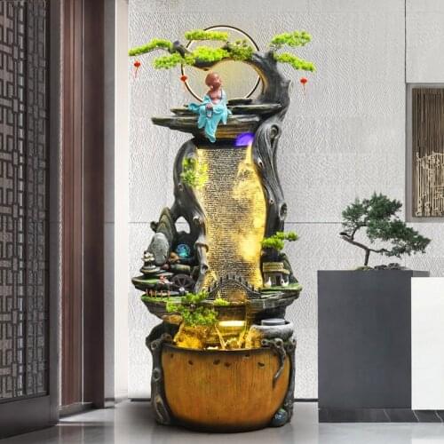 Zq Large Artificial Mountain and Fountain Fortune Floor Ornaments Landscape Fish Tank Balcony Living Room Courtyard Garden
