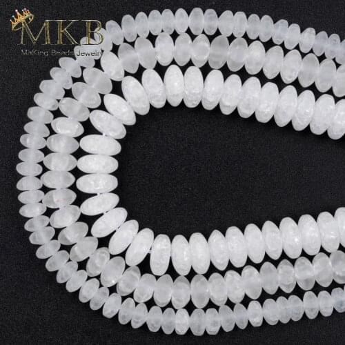 4*6/5*8/6*9mm Natural Doll Polish Matter White Cracked Quartz Rondelle Beads For Jewelry Making Spacer Beads Diy Bracelet 15"