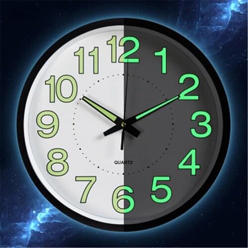 12 Inch Wall Clock Creative Luminous Silent Wall Clock for Living Room Bedroom Quartz Glowing Watch Digital Wall Hanging Horloge