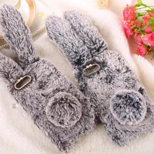 Case For Xiaomi Mi A1 Cover luxury Rabbit Rhinestone Fluffy Fur cute soft phone Case For Xiaomi Mi 5X 5.5" case funda kimTHmall