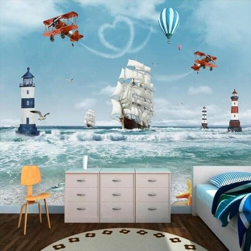 Decorative wallpaper Sailing aircraft map background wall
