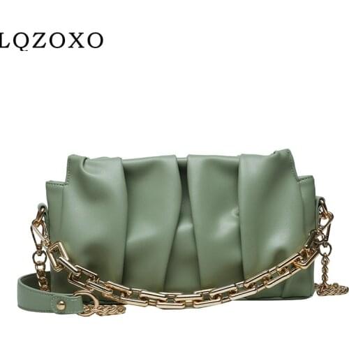 Folds Design Small Solid Color PU Leather Crossbody Bags for Women 2021 Luxury Branded Fashion Travel Shoulder Handbags