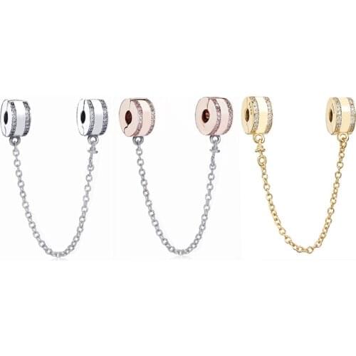 GChic Classic Safety Chain Clip Charm Beads Fit Pandora Bracelets Women DIY Jewelrypulseras Mujer Moda Beads Charm