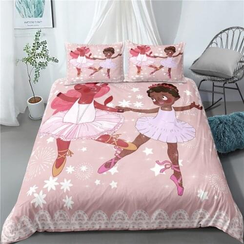 3d Cartoon Bedding Set Dancing African Girl Duvet Cover Sets With Pillowcase Custom Bed Linen For Teenages Kids Dropshipping