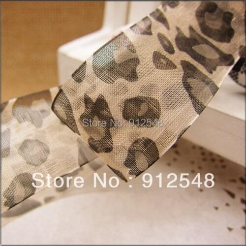 10Yards Leopard Printed Organza Ribbon 1 Inch-Organza Ribbon for Sewing-Ribbon for Crafts Decoration-Ribbon for Gift Wrap-Bow