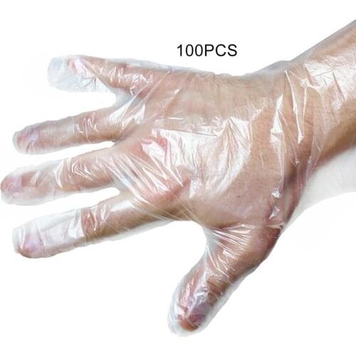 Hot 100PCS/Set Eco-friendly Disposable Gloves PE Garden Household Restaurant BBQ Plastic Multifuctional Gloves Food