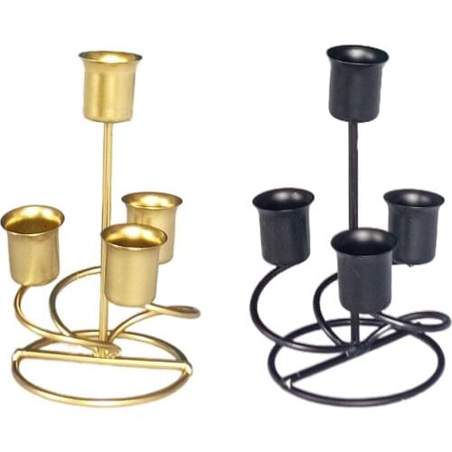 Metal Candle Holder Taper Candleholder Candlesticks Black Golden Candelabra Wedding Bar Party Living RoomHome Decoration