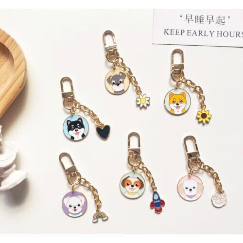 Cute Corgi Keychain Schnauzers Bichon Frise Siberian Husky Shiba Inu Pomeranian Lovely Pet Dog Key Chain Car Keyring Wholesale