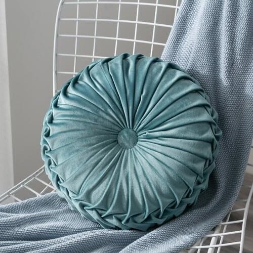 Fashion Velvet Pleated Round Floor Cushion Pillow Pouf Soft Comfortable Throw Home Sofa Decor