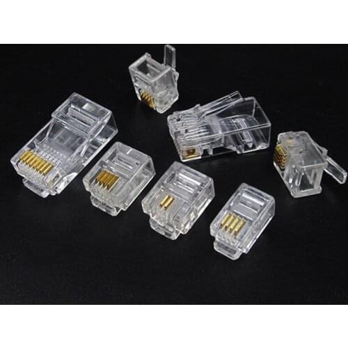 10Pcs RJ11 RJ45 6P2C 6P4C 6P6C 8P8C Telephone Internet Modular Plug Jack Network Connector