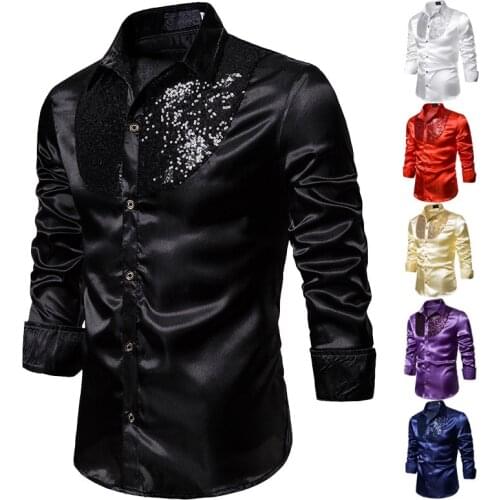 Men Long Sleeve Wedding Dress Shirt For Men Soft Comfortable Shine Business Shirt Men England Style Sequin Formal Shirt Men Tops