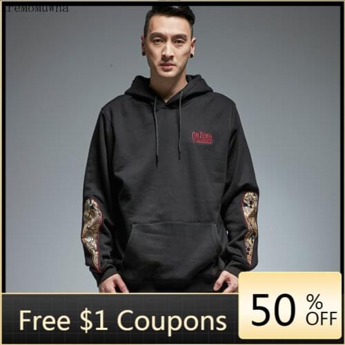 Winter New Hedging Hooded Mens Japanese Couple Tide Brand Embroidered Family Pattern Plus Velvet Padded Jacket Sweatshirts