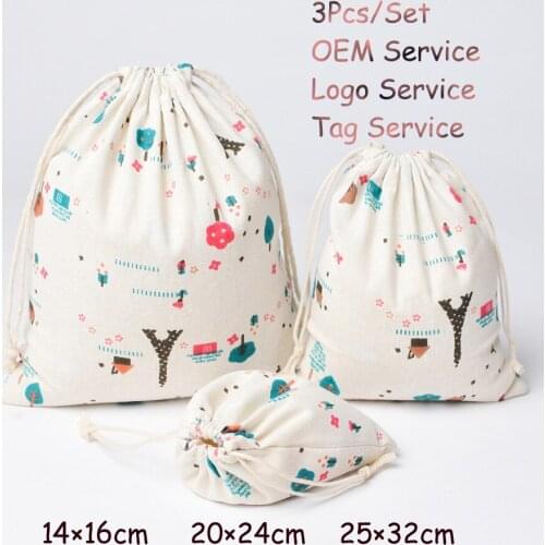 Natural Pouch for Dry Flower 3Pcs/Set Drawstring Cotton Linen Cosmetic Organizer Pouch Perfume Fragrance Bag Aroma Bag
