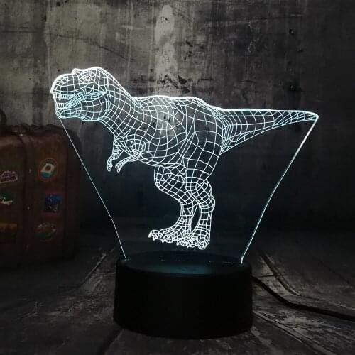 New Cool Tyrannosaurus Rex Jurassic World Dinosaur Animal 3D LED Desk Lamp RGB Night Light USB Home Decro Kids Christmas lamp