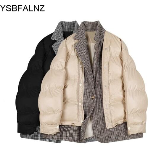 2021 Winter Stitching Fake Two-piece Thick Warm Cotton-padded Women Parkas Coat Jacket Female Suit Collar Loose Clothes Fashion