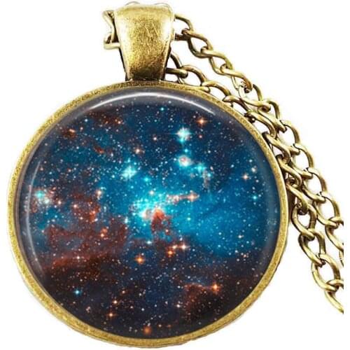 Nebula pendant , nebula necklace, constellation jewelry, space universe blue jewelry fashion jewelry women chain men steampunk