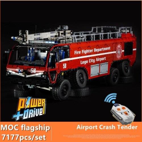 Christmas gifts MOC flagship Fire Fighting MOC-4446 Airport Crash Tender Boat Building Blocks Crane City Firefighter Bricks Toys