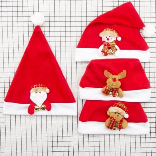 1 Pcs Christmas Hats 2020 Chrstmas Cartoon Santa Claus Snowman Puppet Bells Christmas Hats Festive Party Wear Xmas Decoration