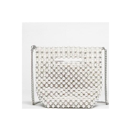 Handmade Women Pearl Bags Designer Beaded Shoulder Bags Charm White Pearls Crossbody Bag Luxury Evening Clutch Purse Lady 2021