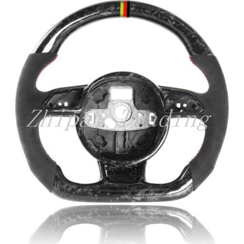 Forged Carbon Fiber Steering Wheel by Alcanrata with Mark without Button and Paddle Shifter for Audi S1 2 3 4 5 6 7 Series