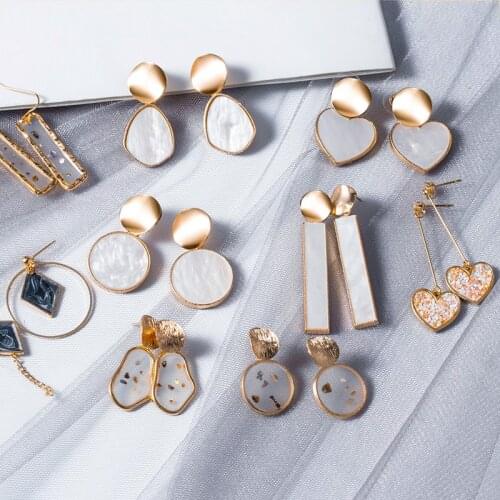 LOVR Korean Statement Long Earrings For Woman Fashion Vintage Geometric Metal Drop Dangle Earring 2020 kolczyki Female Jewelry